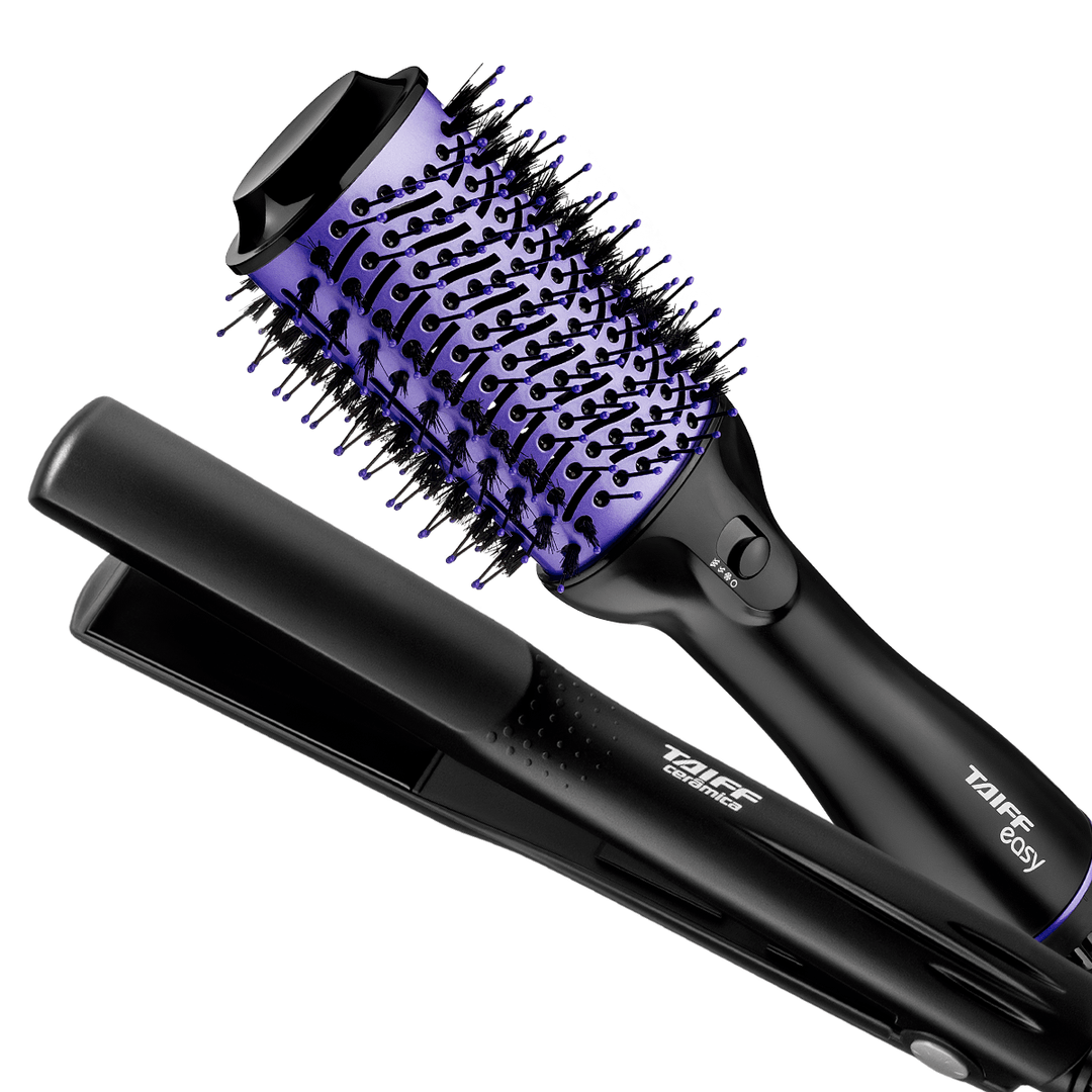 Kit Escova Easy Lilás e Chapa Cerâmica